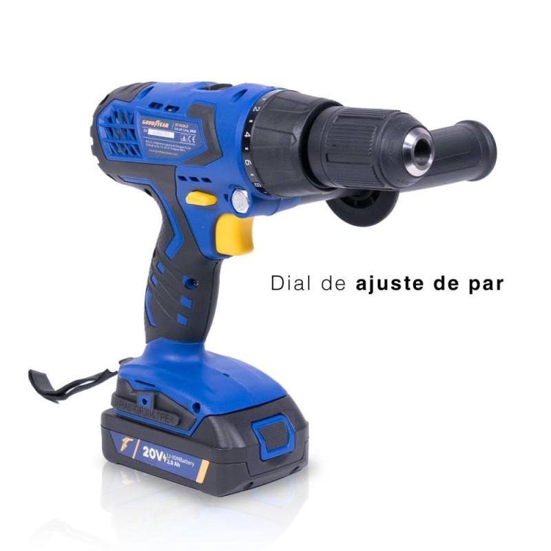 Taladro 20V con Batería de Litio + Cargador - Goodyear GY4520LD