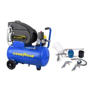 Compresor Eléctrico 2Hp 24L 8 bares 220V 50Hz con Kit Soplado 5Pcs - Goodyear GY2248CD5